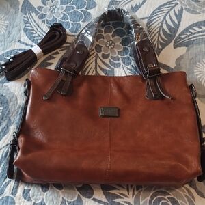 Brown Vegan Leather Women's Bag Medium Tote Crossbody Enviornment Friendly Purse
